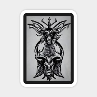 Baphomet surrealist painting Black and White Magnet