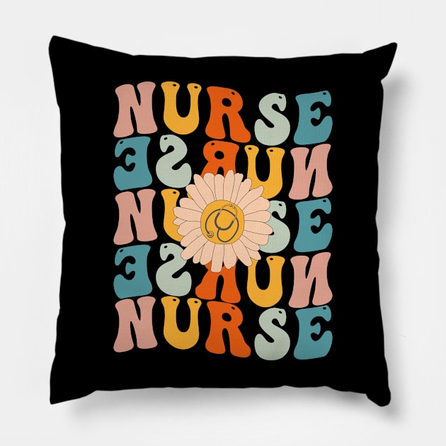 Retro Groovy Nurse Life For Women Nursing For Nurses Week Pillow by drag is art