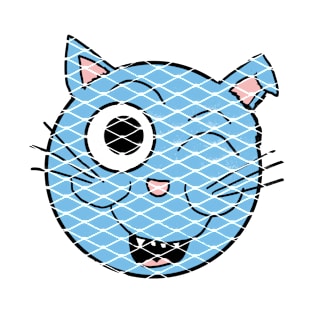 Vintage Blue Cat head 7 T-Shirt