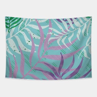 Purple Tropical Leaves Pattern Tapestry