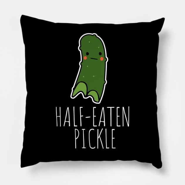 Half-Eaten Pickle Funny Pillow by DesignArchitect