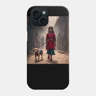 girl with dog Phone Case