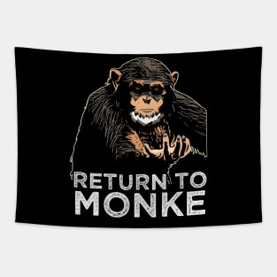 Reject Humanity Return to Monke Evolution Funny Chimp Meme Tapestry