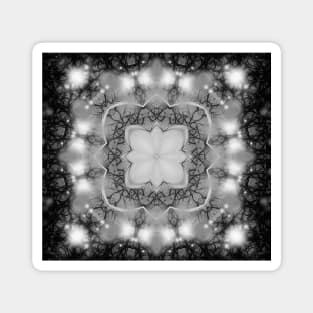 Glowing black and white mandala in space Magnet