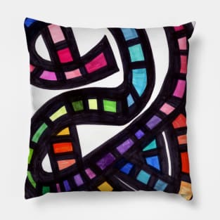 Rainbow Train Tracks In Candy Land Pillow