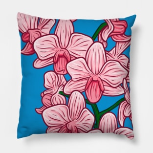 Vintage doodle illustration of Purple Orchid Pillow