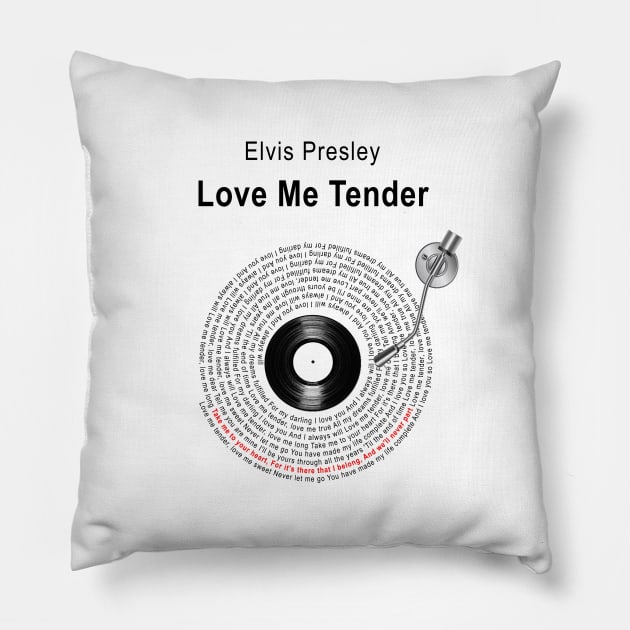 LOVE ME TENDER LYRICS ILLUSTRATIONS Pillow by Vansa Design