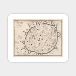 Old Mechelen Belgium Map (1742) Vintage Malines City & Street Atlas Magnet