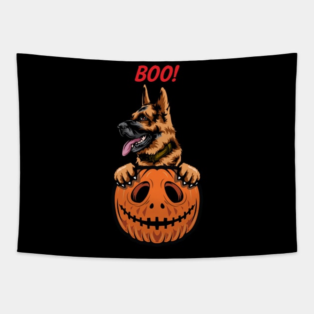 Halloween Pumpkin German Shepherd Tapestry by IPRINT