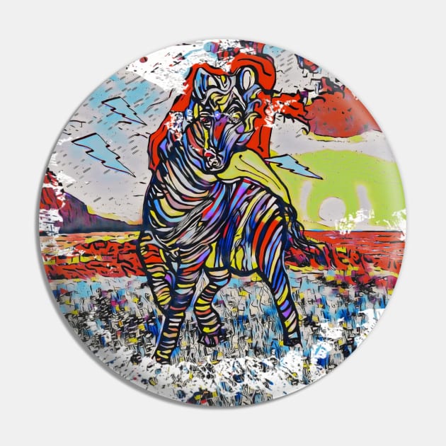 Zebra Color Splash Pin by EloiseART