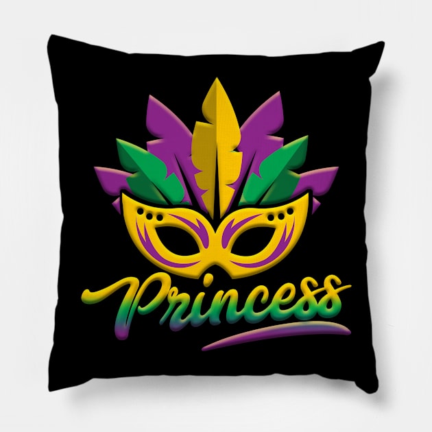 Mardi gras PRINCESS Womens Girls Mask Beads Pillow by savariya