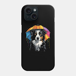 Border Collie Rainy Day With Umbrella Phone Case