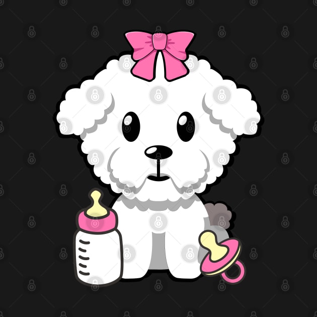 cute baby furry dog wears a pink ribbon by Pet Station