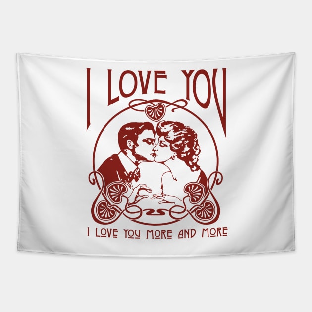 I Love You More And More Couple Kisses Tapestry by ROSHARTWORK