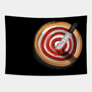 Kill Tony Red & Yellow Bullseye With Knife in Watercolor Tapestry