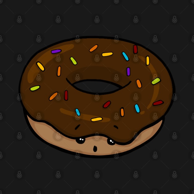 Kawaii Donut with Chocolate Icing and Rainbow Sprinkles by Fun4theBrain