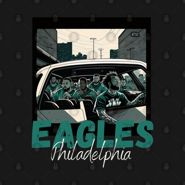 Philadelphia eagles football player graphic design cartoon style beautiful artwork by Nasromaystro