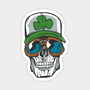 Saint Patrick's Day Skull Clover Cap Lucky Googles Magnet