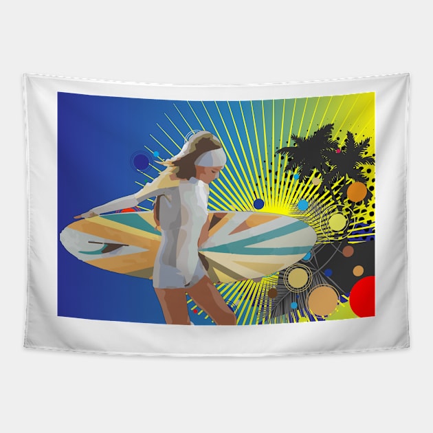 Surfer Girl Tapestry by hogartharts