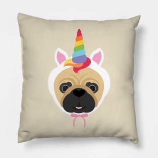 unicorn pug dog Pillow