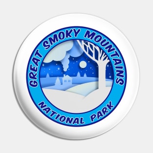 Great Smoky Mountains National Park Log Cabin Night Pin