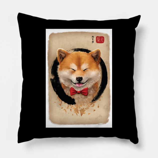 Cute Shiba Inu Pillow by RubyArt