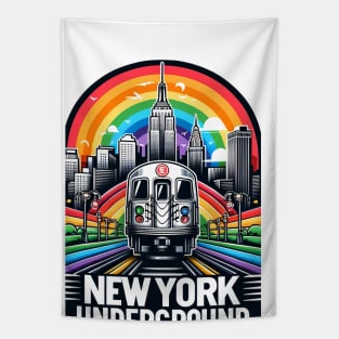 Copy of New York Subway rainbow themed NYC Subway Train Tapestry