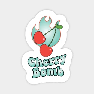 Cherry Bomb and Teal Flaming Design Magnet