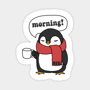 Penguin Drinking Coffee Magnet