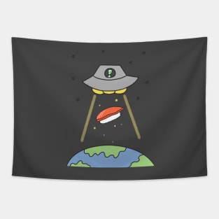 Alien and Sushi Cute Funny Meme Tapestry