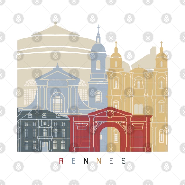 Rennes skyline poster by PaulrommerArt