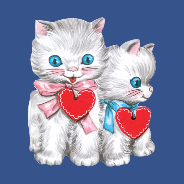 Cute Retro Valentine's Day Kittens with Hearts by MasterpieceCafe