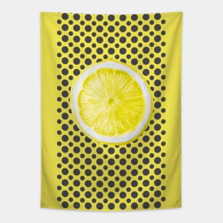 lemons yellow slice with dots Tapestry