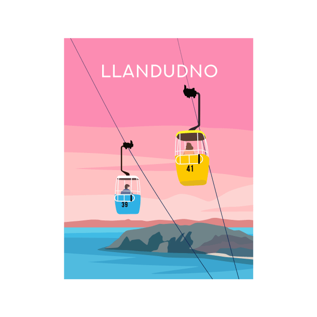 Llandudno Cable Cars - The Great Orme, North Wales in Pink by typelab