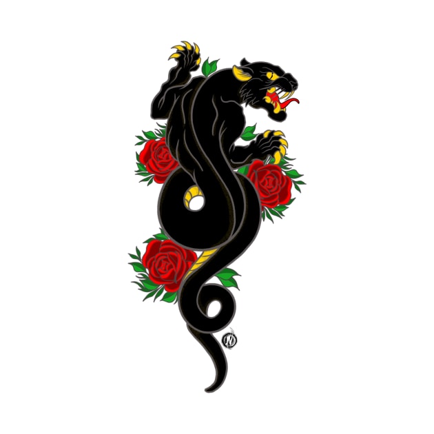 Black Panter & Roses by NomadaArtshop