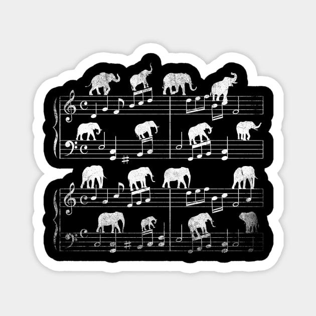 Music Sheet Retro Safari Elephants Magnet by shirtsyoulike