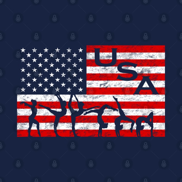 USA Tumbling Beam American Flag Girl's Gymnastics by TeeCreations