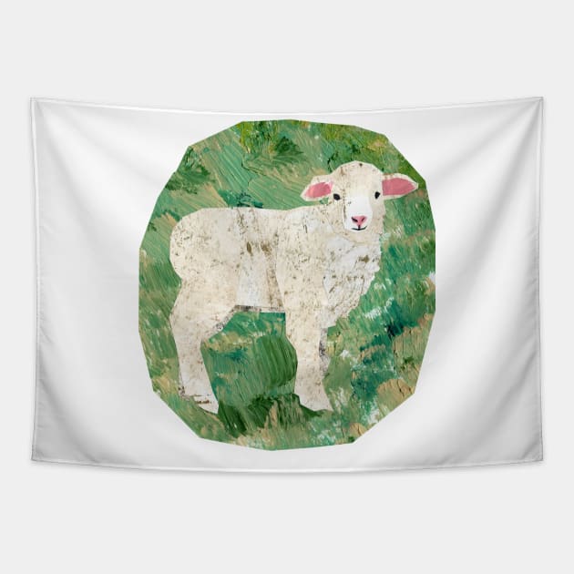 Lamb (with background) Tapestry by Babban Gaelg