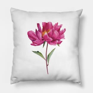 Watercolor pink peony painting Pillow