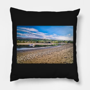 River Boat - Landscape Scenery - Newport Beach, Pembrokeshire Pillow