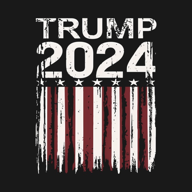 Trump 2024 America Usa Grunge Flag by OrigamiOasis