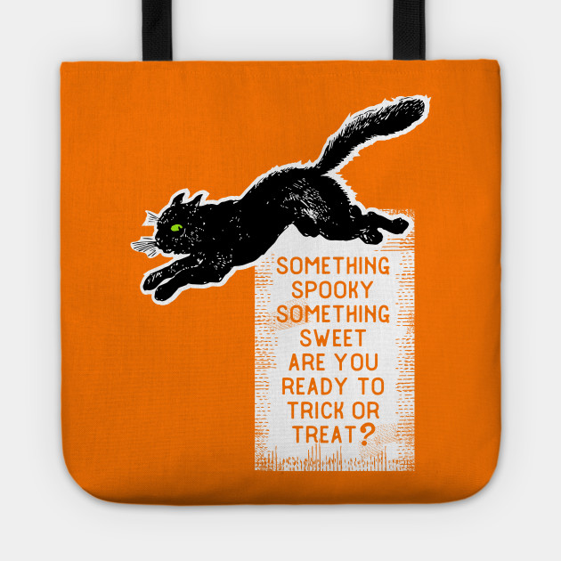 Black Cat Halloween Trick Or Treat Poem Tote Halloween Candy