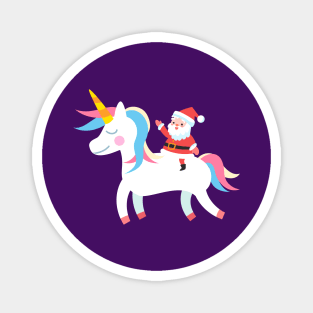 Christmas Santa Riding Unicorn Magnet