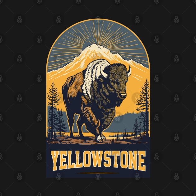 Yellowstone. Mountain. Buffalo. by art object