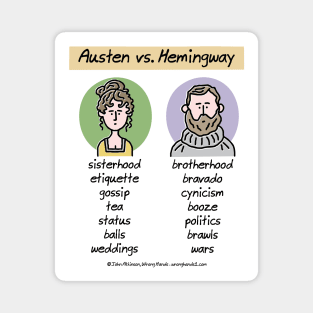 Austen vs Hemingway Magnet