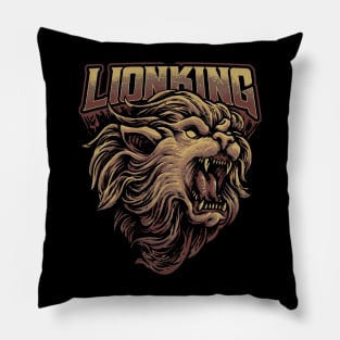 lion wild king head illustration Pillow