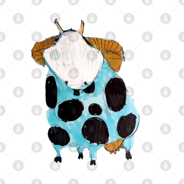 Blue halloween cow by Mzerart