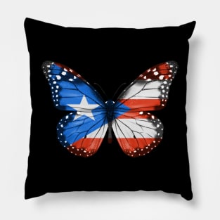 Puerto Rican Flag  Butterfly - Gift for Puerto Rican From Puerto Rico Pillow