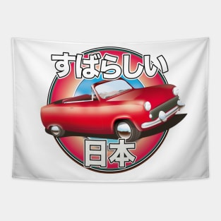 Fabulous Japan retro red car logo Tapestry