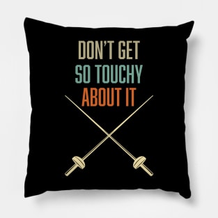 Funny Fencing Quote Vintage Saber Fencing Sword and Fencer Pillow